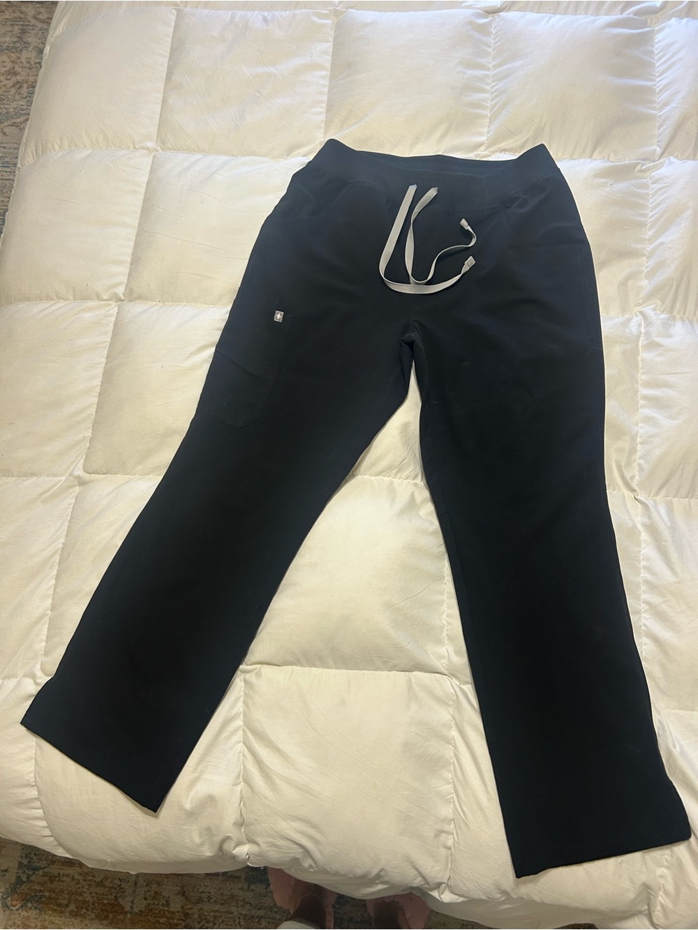 FIGS Black Kade Cargo Pants with Gray Drawstring